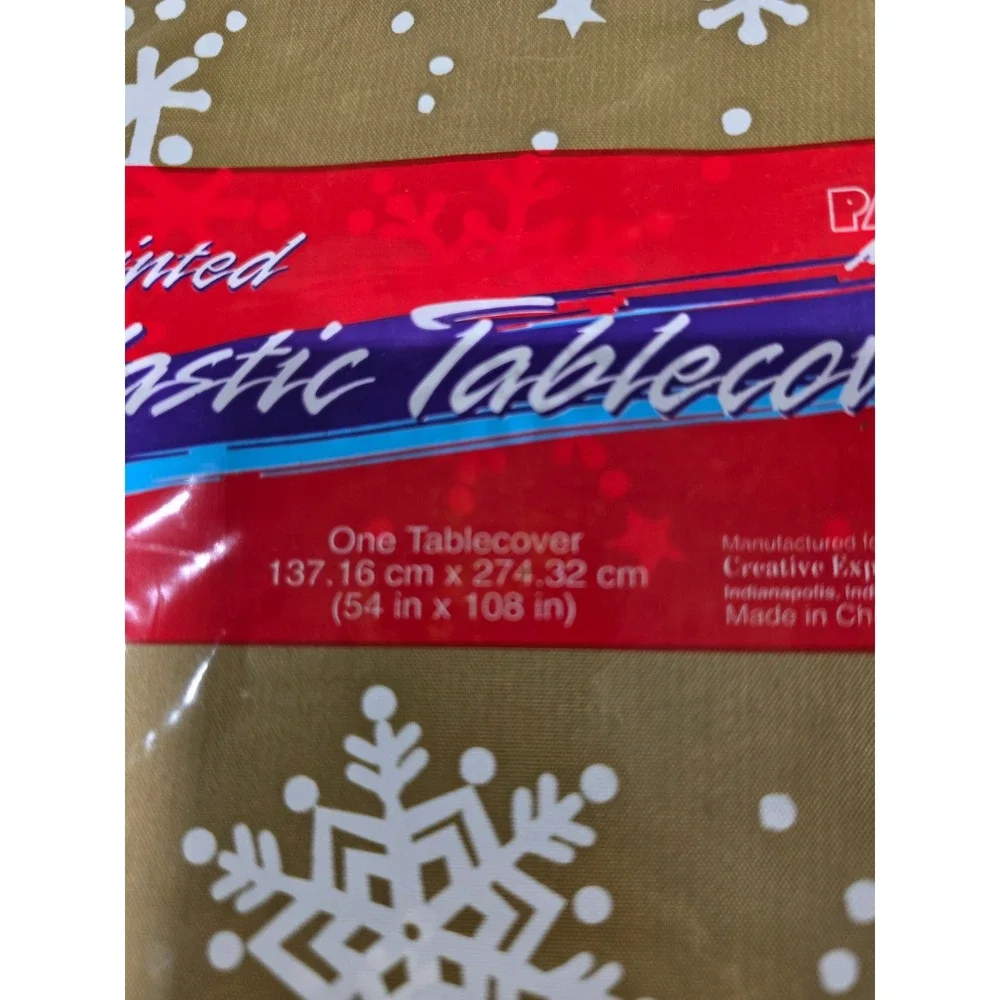 Lot of 3 Christmas Holiday Tablecloths Poinsettia Snowflake Vinyl Plastic Bundle